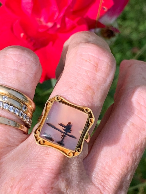 Amazing Vintage Antique Picture Agate Ring