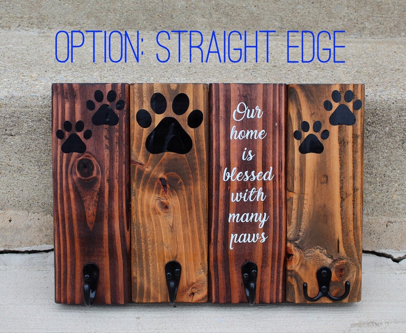 Leash Hooks Rustic Key Hook His and Hers Paw Print Dog Sign Personalized Key and Dog Leash Holder MADE TO ORDER Wood Sign