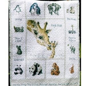 Giraffe Cot Quilt, Quilt Baby Blanket, Blanket For Kid, Modern Baby Quilt, Baby Shower Gift