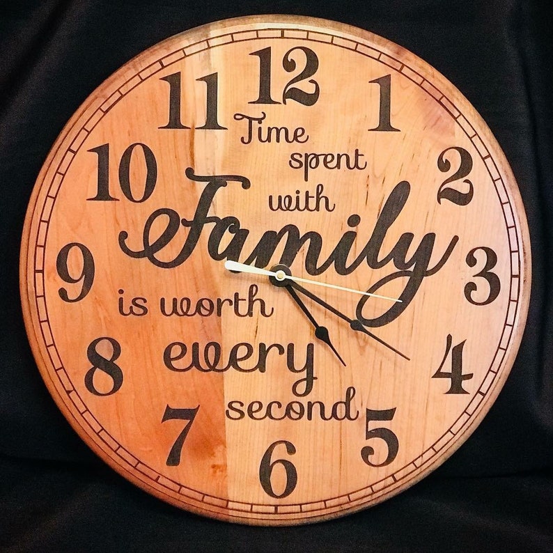Custom Laser Engraved Solid wood clock Etsy