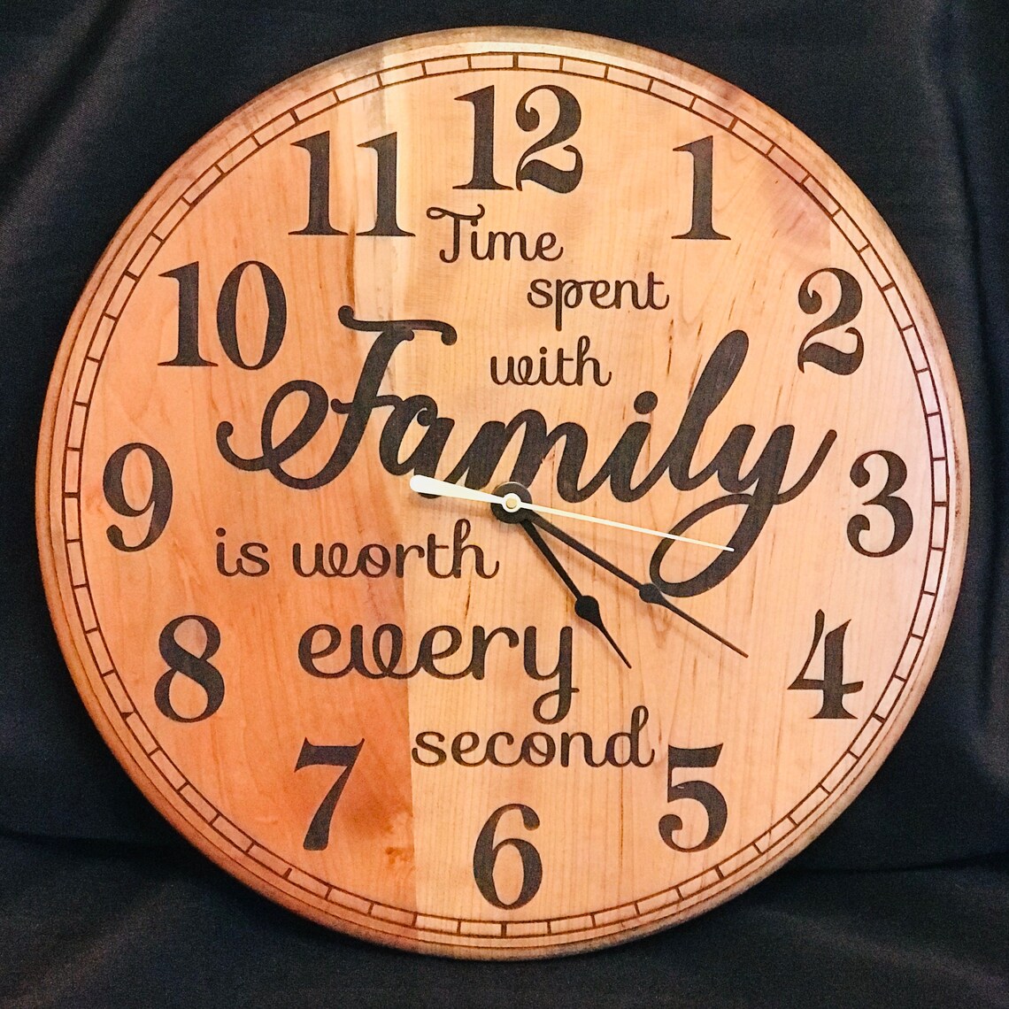Custom Laser Engraved Solid Wood Clock Etsy