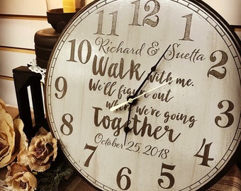 Custom 24” Laser Engraved Solid Wood Clock