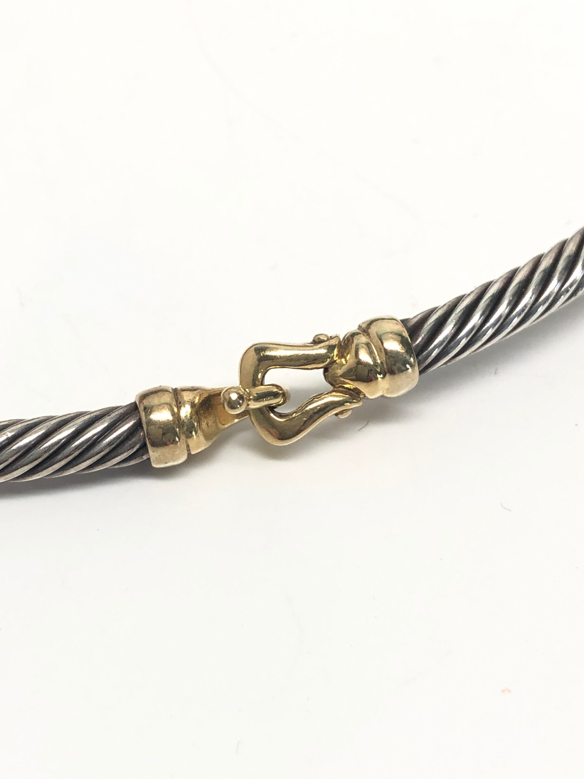 David Yurman Hook & Buckle Cable Choker Necklace 925/18K Etsy