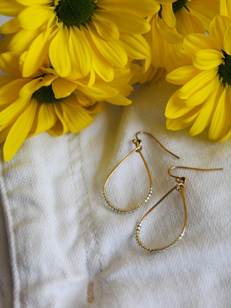 Gold and Silver Earrings Teardrop Earrings Dangle Earrings Etsy