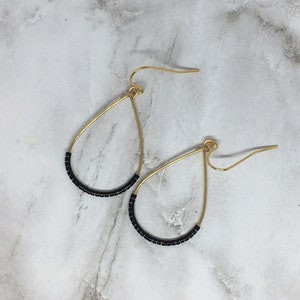 Black and Gold Earrings, Teardrop Earrings, Black Earrings, Special Occasion Earrings, Black Dangle Earrings, Earrings