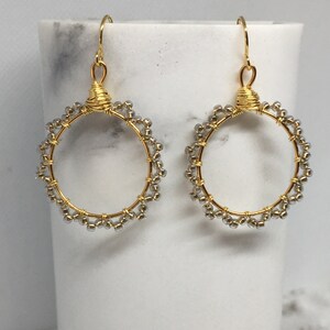Gold and Silver Beaded Hoop Earrings