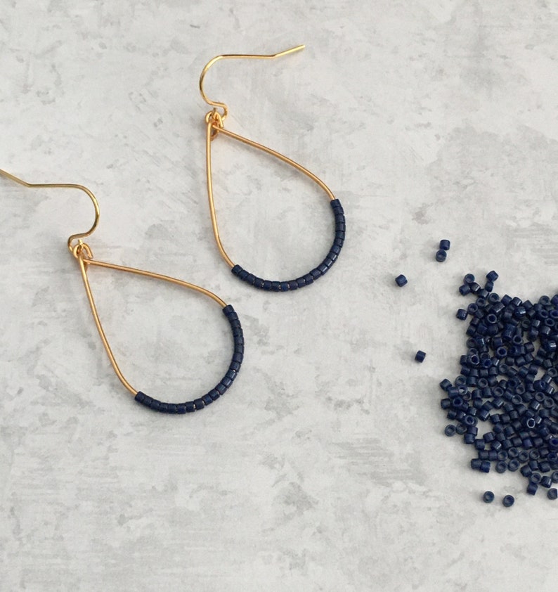 Blue Earrings Navy Blue Dangle Earrings Trendy Earrings - Etsy