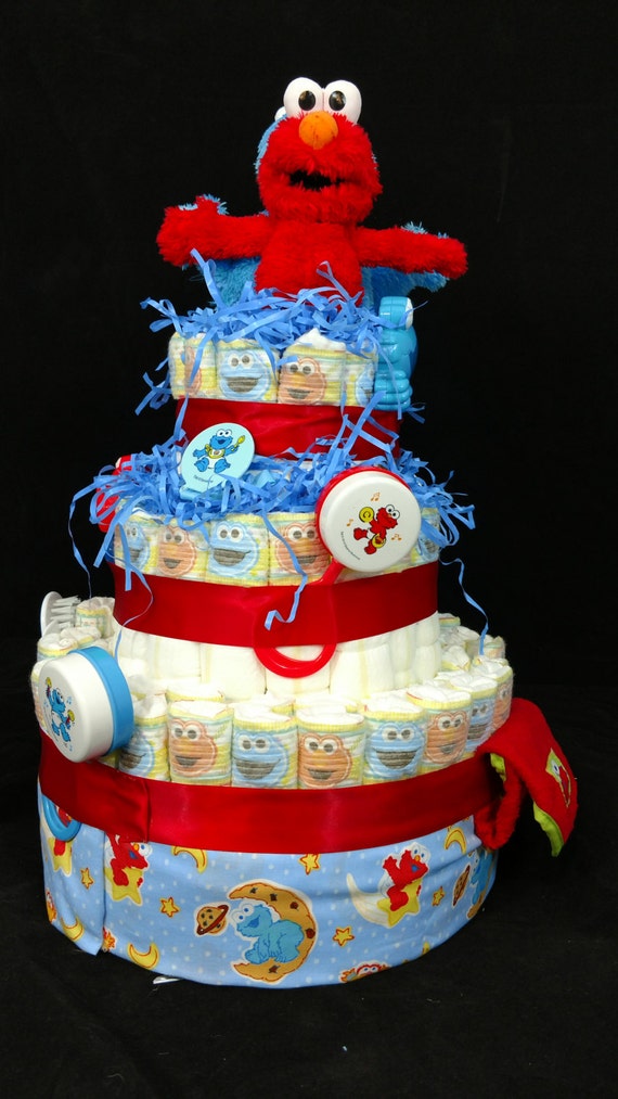 cookie monster diaper cake