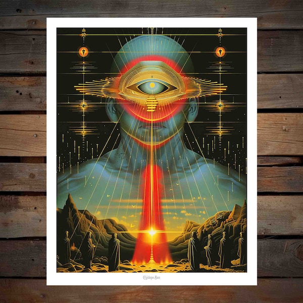 Cyclops Sunset - 11"x14" Giclee print on fine art paper - Surreal, Trippy, Psychedelic, Artwork