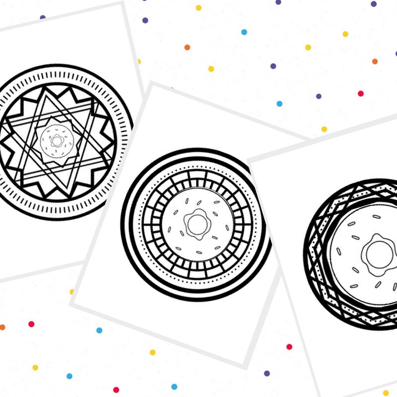 5 Coloring Pages DONUT MANDALAS Mandala Designs | Etsy