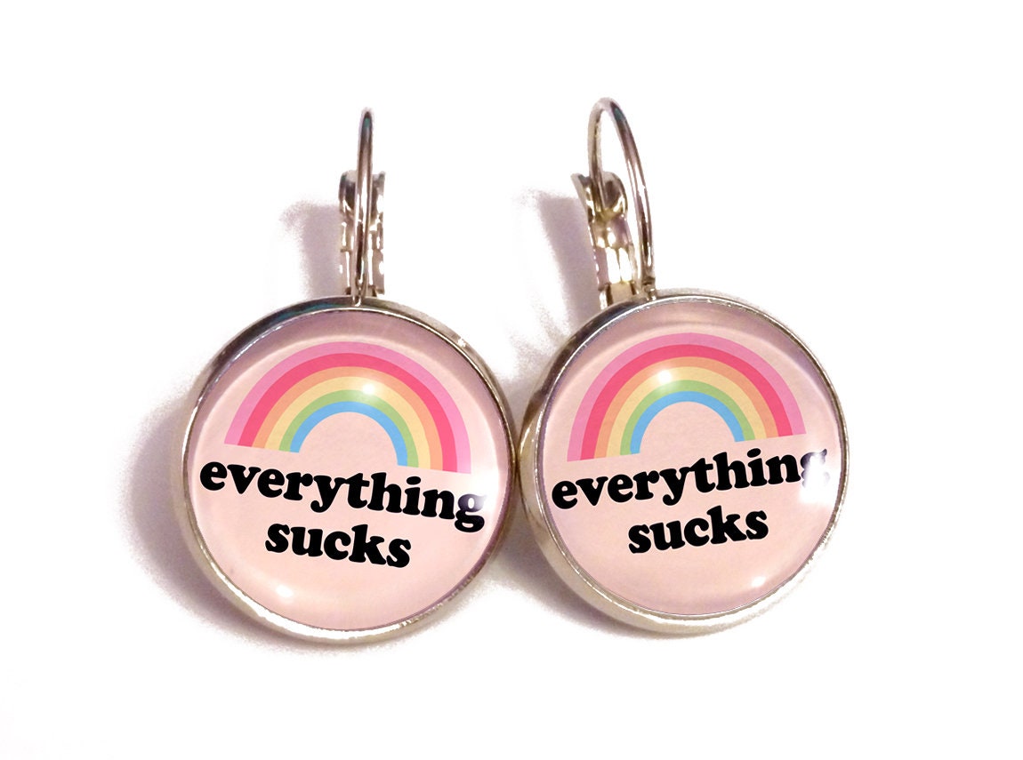 funny earrings rude quote jewelry yume kawaii pastel Etsy