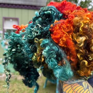 Hand Dyed Wool Long Locks Curls Wensleydale Assorted Gold Teal Blue Green Copper Spinning Felting Fiber Arts