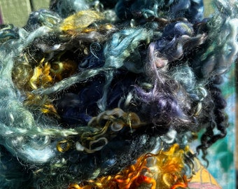 Wool Long Locks Curls Wensleydale Assorted Blue Green Gold Spinning Felting Fiber Arts