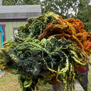 Wool Locks Curls Blue Faced Leicester Assorted Golds Greens Browns Spinning Felting Fiber Arts