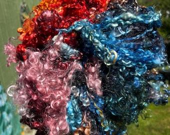 Hand Dyed Wool Long Locks Curls Wensleydale Assorted Southwest Colors Sage, Blue, Gold, Eggplant, Dusty Rose Spinning Felting Fiber Arts