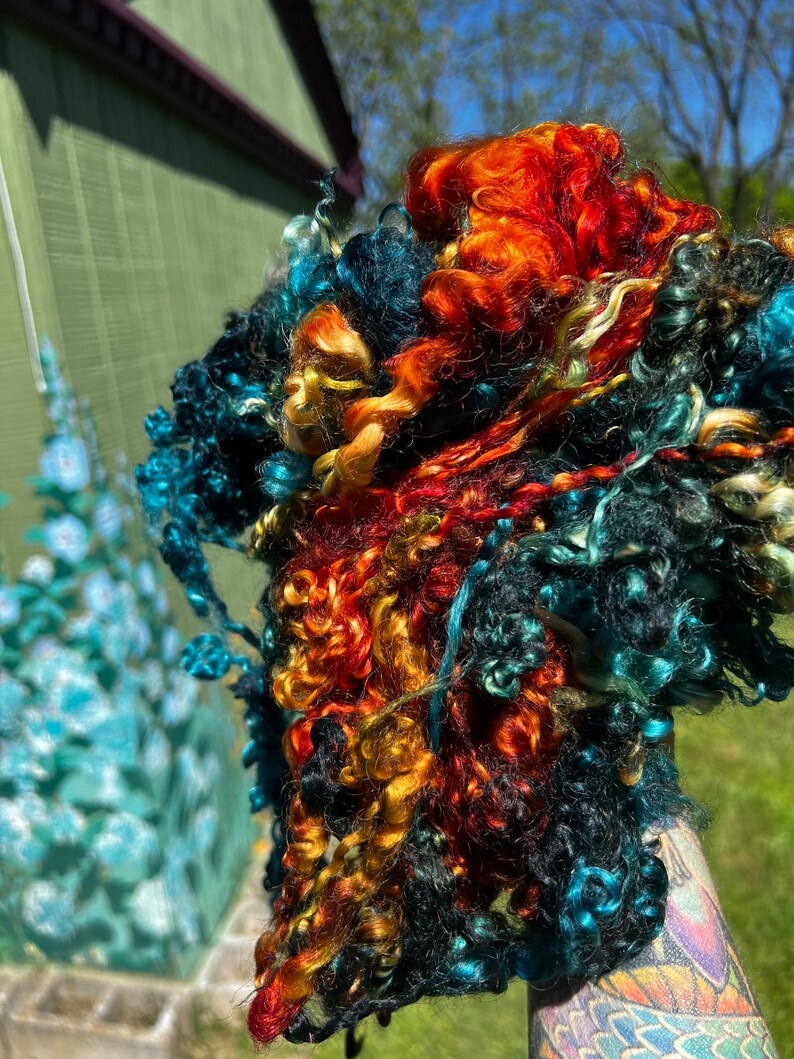 Hand Dyed Wool Long Locks Curls Wensleydale Assorted Gold Teal Blue Green Copper Spinning Felting Fiber Arts image 3