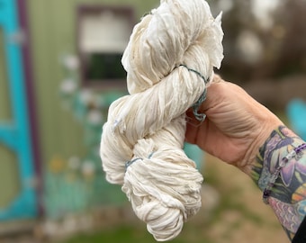 UnDyed Recycled Sari Silk Ribbon: Undyed Fiber Art Yarn