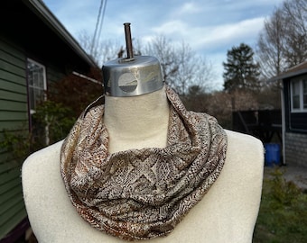 Handwoven Hand Dyed Cowl Seacell Tencel Browns Copper Gold with Natural Seacell Tencel Weft