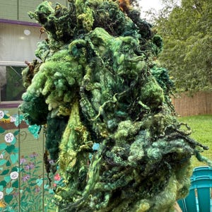 Wool Locks Curls Blue Faced Leicester Assorted Greens Spinning Felting Fiber Arts