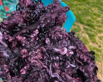 Wool Long Locks Curls Wensleydale Assorted Dark Purples Wine Spinning Felting Fiber Arts