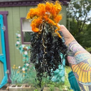 Wool Locks Curl Long Wool Wensleydale Pulled Blues Greens Gold  Colors Spinning Felting Fiber Arts
