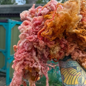 Hand Dyed Wool Long Locks Curls Blue Faced Leicester Assorted Rose Gold Peach Pink Lavender Spinning Felting Fiber Arts