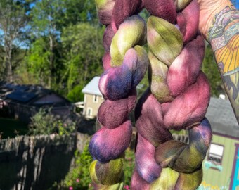 Hand Dyed Soft Rambouillet 21.5 Micron Roving Top Wool Comb Top Earthy Pastels 4 plus ounces Spinning Felting