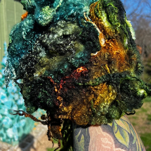 Wool Locks Curls Blue Faced Leicester Assorted Greens Spinning Felting Fiber Arts