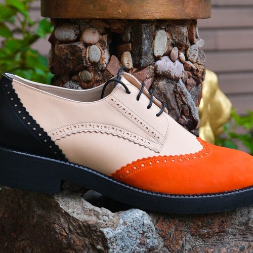 Charlie Brogues Orange Women's Handmade 