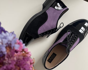 Handgefertigter Oxford-Schuh für Damen, Leder, Wildleder, Lacklederschuhe, schwarzer Schuh, Krawattenschuh, Abendschuh, Freizeitschuh, kostenlose Anpassung