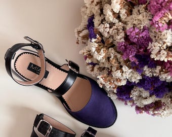 Women's Flat Sandals, Closed Toe Flat Shoes, Ankle Strap Leather Shoe, Wide Fit Shoes, Custom Color Shoes, Strappy Sandals, Color Block Shoe