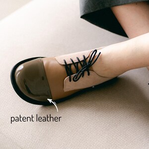 Womens Oxford Shoes, Genuine Leather Shoes, Patent Leather Flats, Brown Shoes, Dress Tie Shoes, Wide Fit Shoes