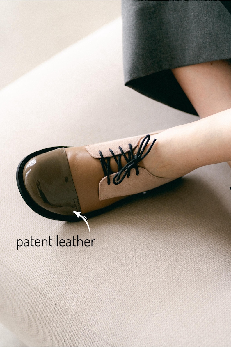 Womens Oxford Shoes, Genuine Leather Shoes, Patent Leather Flats, Brown Shoes, Dress Tie Shoes, Wide Fit Shoes