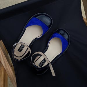 Women’s Barefoot Shoes, Wide Toe Flat Sandals, Blue Leather Barefoot Shoes, Handmade Mary Jane Shoes, Custom Color Shoes, Summer Flat Shoes
