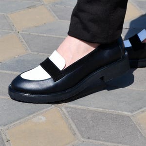 Leather women shoes, custom loafer shoes, barefoot vintage loafers, womens platform boots