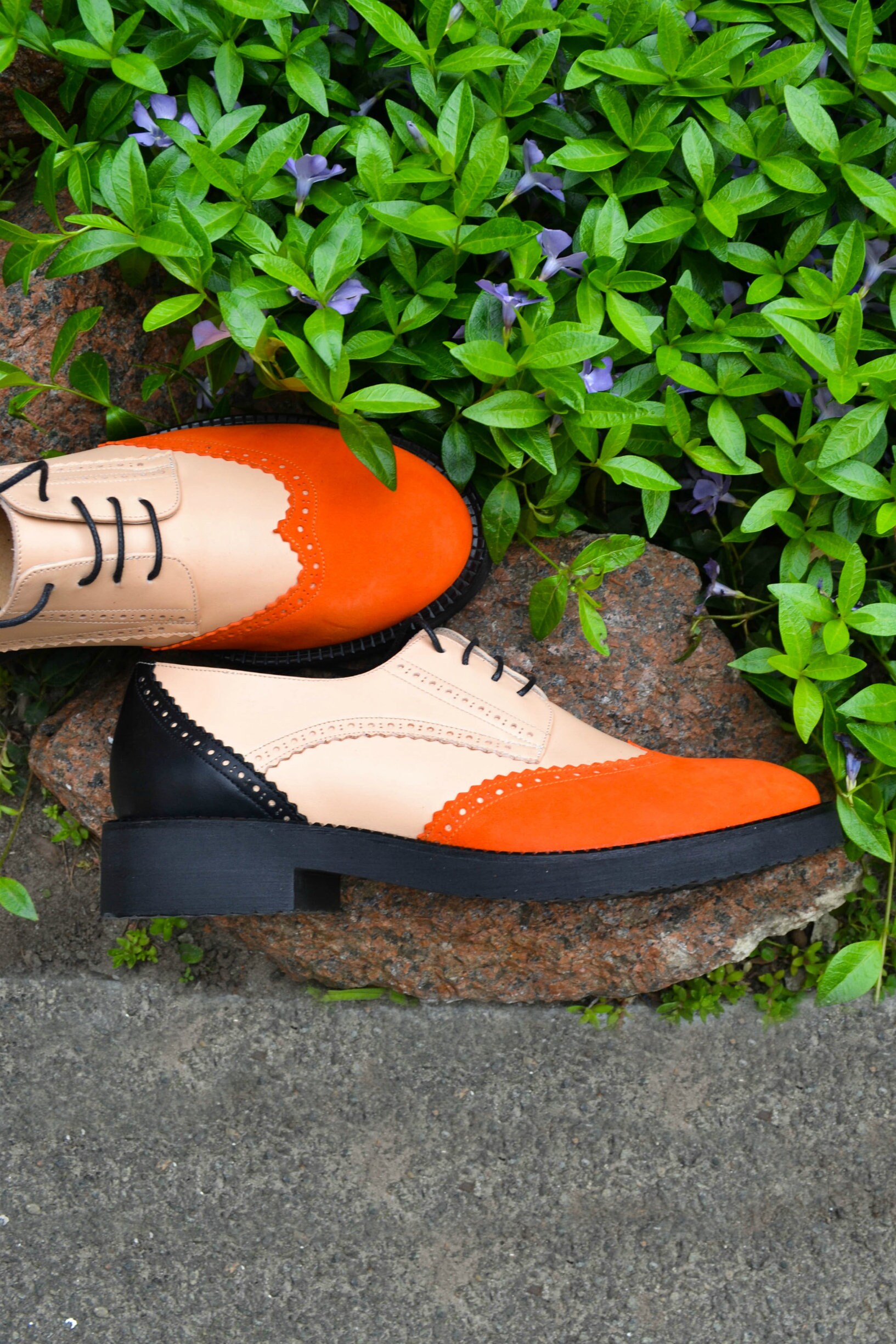Charlie Brogues Orange Women's Handmade 