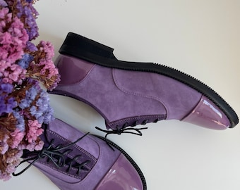Damenleder Oxford-Schuh, Formelle Schuhe aus weichem Leder, Lacklederschuhe, Echtlederschuh, Krawattenschuh, Büroschuhe, Wildlederschuhe