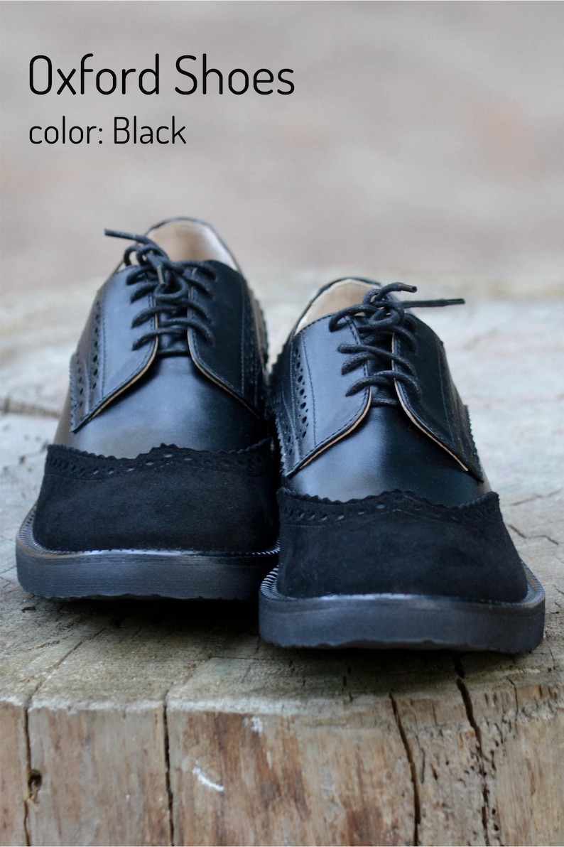 Elegant Lace-Up Oxfords Handcrafted Suede Patent Leather Shoes for Women, Fall Oxford Shoe, Brogue Shoes, Free Customization