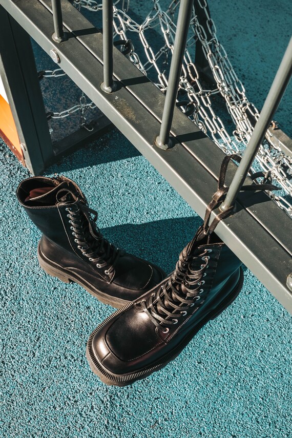Military style top dress boots