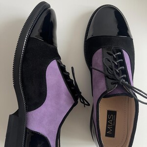 Women Handmade Oxford Shoe, Suede Shoes, Patent Leather Shoes, Genuine Leather Dress Shoe, Tie Shoe, Purple Casual Shoe, Office Shoes image 9