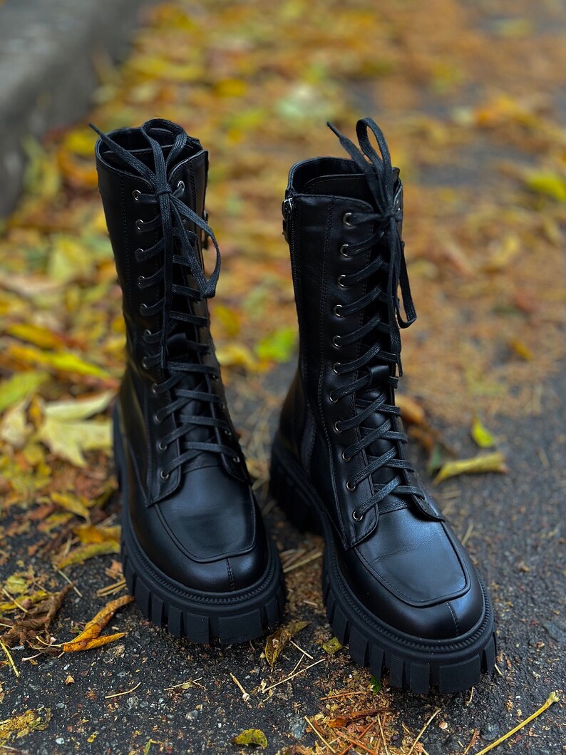 genuine leather combat boots