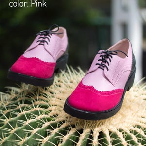 Womens Handmade Leather Suede Color Block Lace-Up Shoes, Black Oxford Shoe, Free Customization