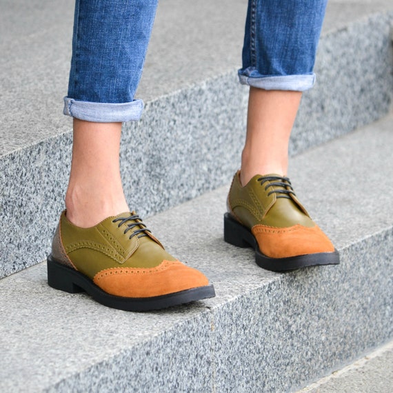 color block oxford shoes