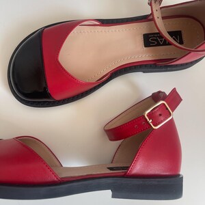 Women’s barefoot sandals, barefoot flat shoes, Mary Jane summer shoes, red leather flats, custom barefoot shoes, closed toe shoes