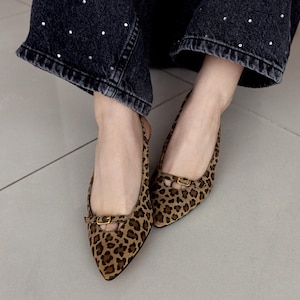 Stiletto Heel Slingback Shoes, Soft Leather Kitten Heel Pumps, Pointed Toe Shoes, Animal Print Pumps, Classic Mid Heel Shoes, Custom Shoes
