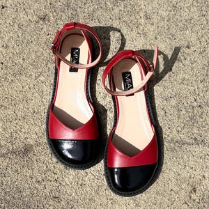 Women’s barefoot sandals, barefoot flat shoes, Mary Jane summer shoes, red leather flats, custom barefoot shoes, closed toe shoes