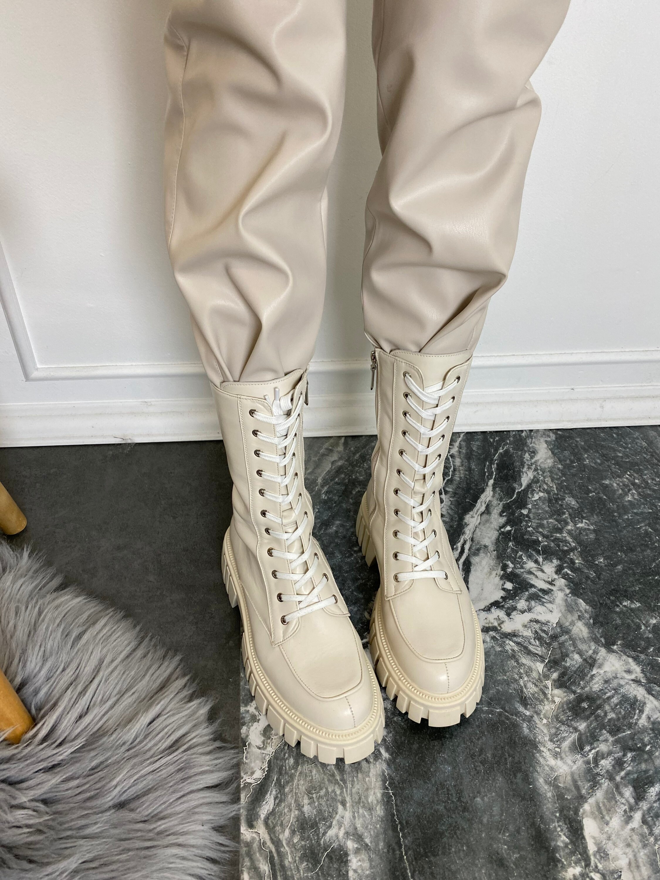genuine leather combat boots