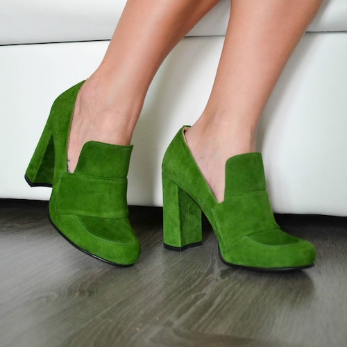 Buy Square Toe Slip On Platform High Heel Loafers - Refinedshoes.com