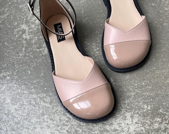 Women’s Barefoot Sandals, Mary Jane Flat Shoes, Black Leather Ballet Shoes, Summer Flat Sandals, Custom Width Shoes, Ankle Strap Shoes