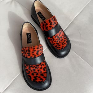 Womens barefoot loafer shoes, calfskin fur loafers, wide fit shoes, black shoes, animal print leather shoes, ladies dress shoes
